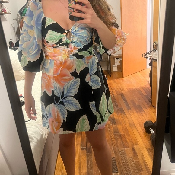 FARM Rio Floral Mini Dress - Black, Blue, Orange - Picture 5 of 6